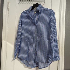 H&M - Cotton Boyfriend Blue/White Stripped Buttoned Shirt - 14
